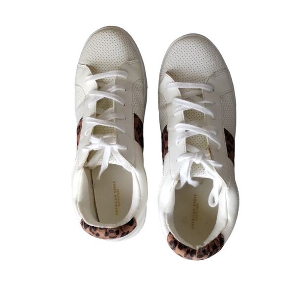 American Eagle White and cheetah/leopard Sneakers -Women's 10 -Laces, Perforated - Picture 3 of 11